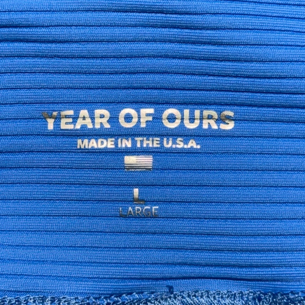 Year Of Ours Ribbed Pocket Leggings Womens Size Large High Waisted Blue Athletic - Picture 8 of 10